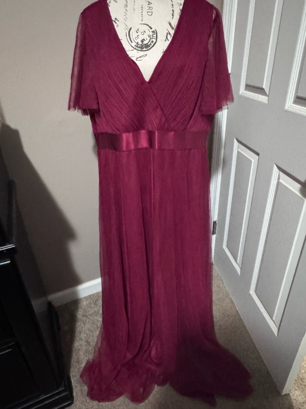 Ever Pretty Maroon/burgundy V-Neck Dress